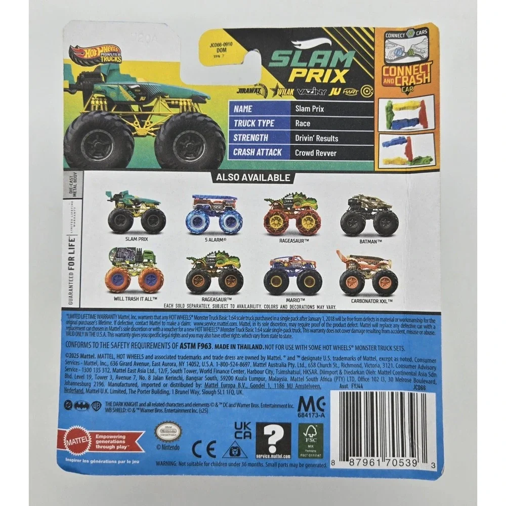 Hot Wheels Monster Trucks 2025 Slam Prix Back to Basics HWMT 4/5 Diecast‎ New